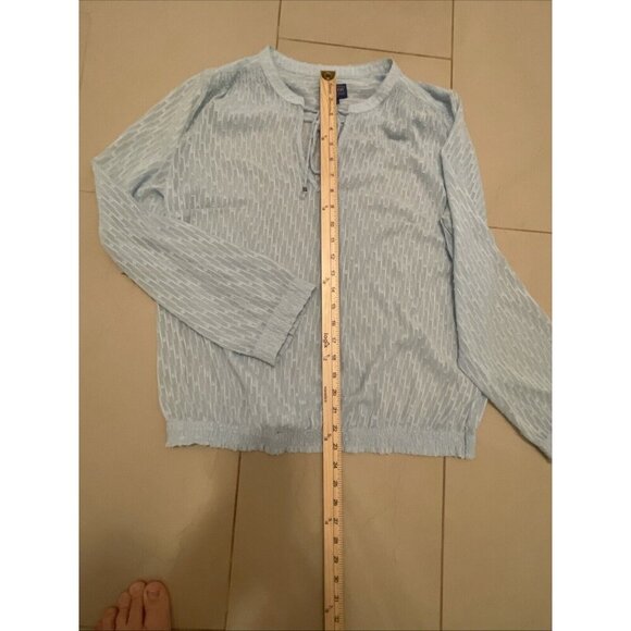Pendleton Women’s Sheer Swiss Dot Baby Blue Peasant Blouse -Tassels - Size‎ L - Picture 8 of 16